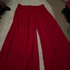 Red flare pants